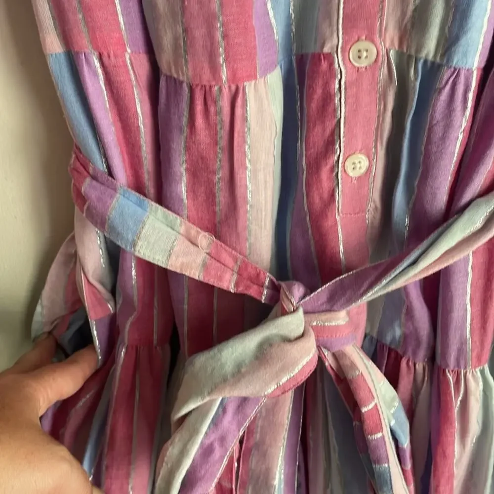 J.Crew Belted button-up dress in pastel stripe